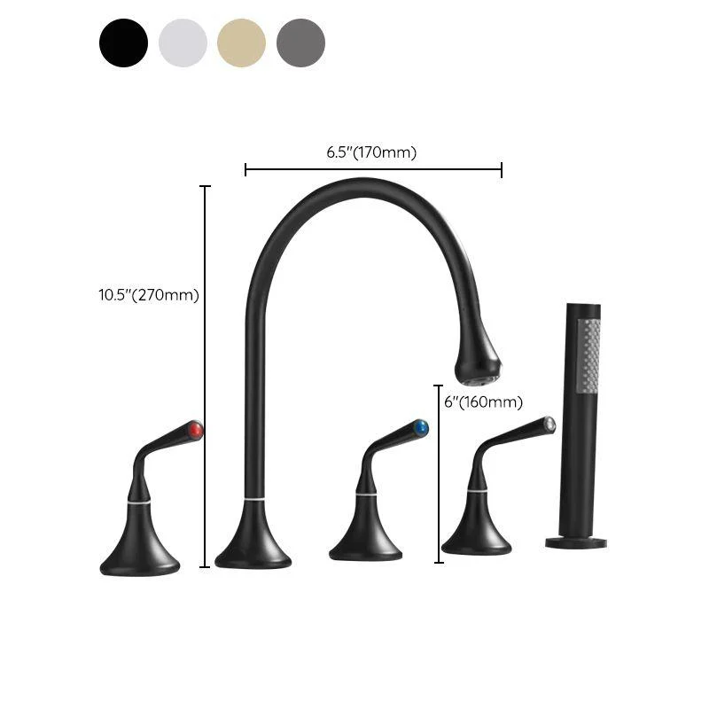 Contemporary Deck Mounted Copper Tub Tap Low Arc Roman Tub Tap Set -Bathlova