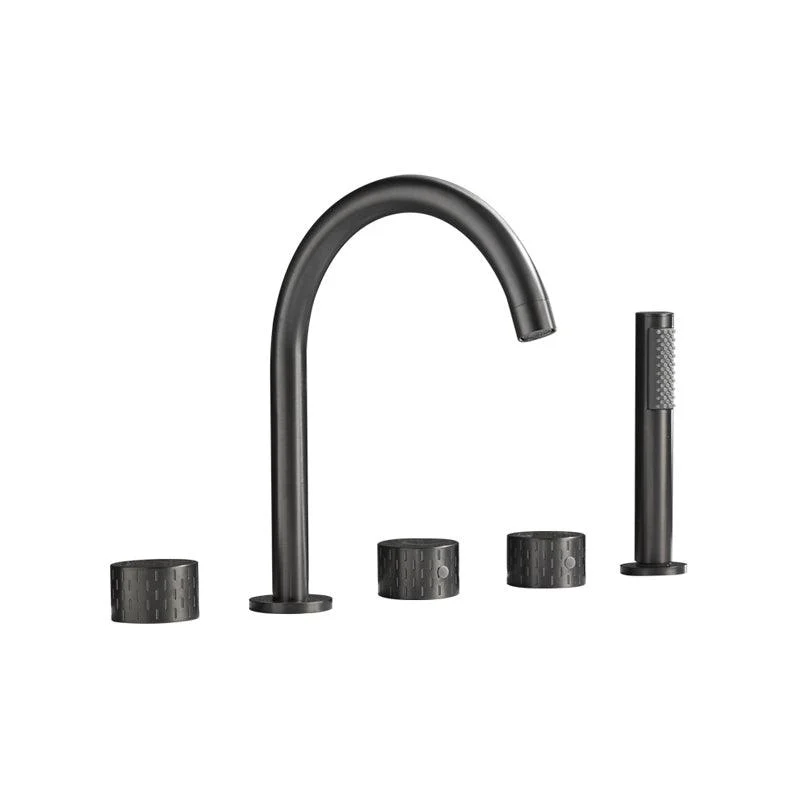 Contemporary Deck Mounted Copper Tub Tap Low Arc Roman Tub Tap Set -Bathlova