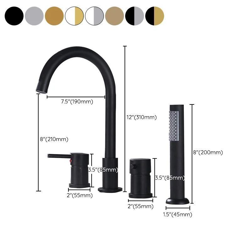 Contemporary Deck Mounted Metal Freestanding Tub Filler High Arc Freestanding Tap -Bathlova