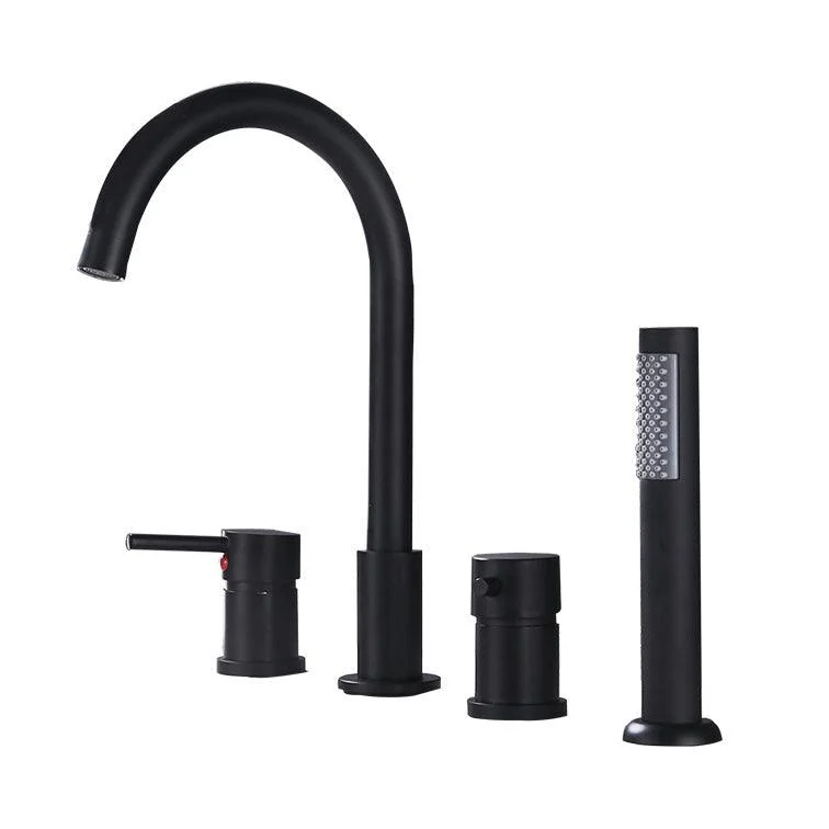 Contemporary Deck Mounted Metal Freestanding Tub Filler High Arc Freestanding Tap -Bathlova