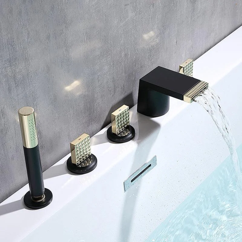 Contemporary Deck Mounted Metal Roman Tub Tap Low Arc Roman Tub Tap Set -Bathlova