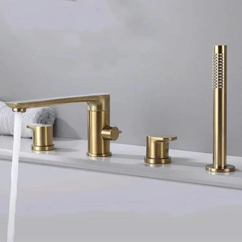 Contemporary Deck Mounted Roman Copper Tub Tap Low Arc Roman Tub Tap Set -Bathlova