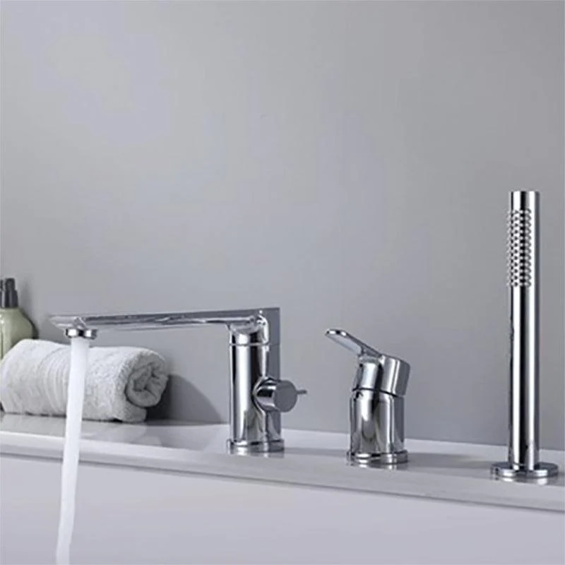 Contemporary Deck Mounted Roman Metal Tub Tap Low Arc Roman Tub Tap Set -Bathlova