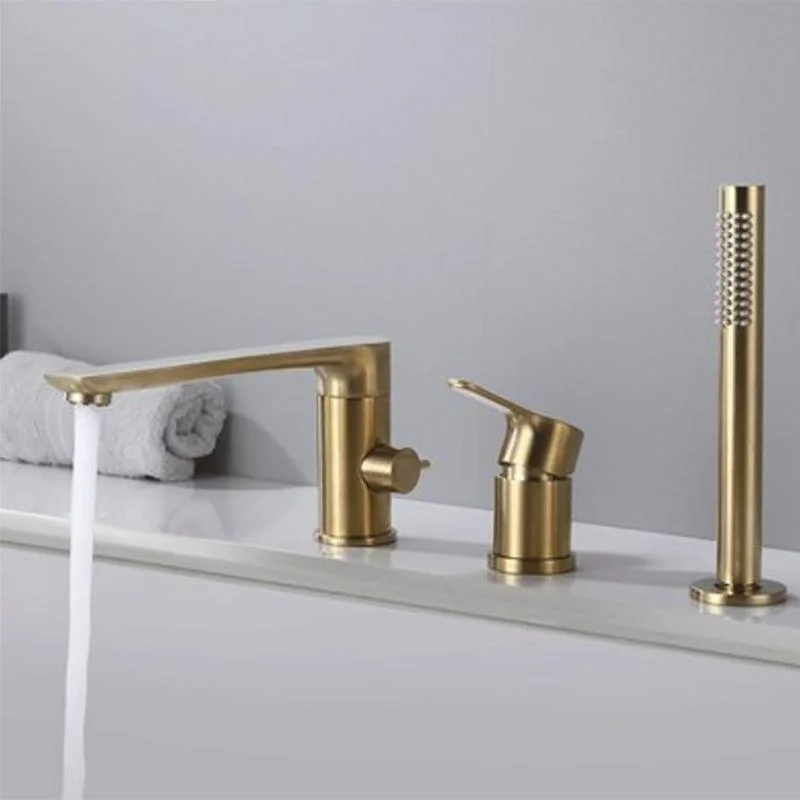 Contemporary Deck Mounted Roman Metal Tub Tap Low Arc Roman Tub Tap Set -Bathlova