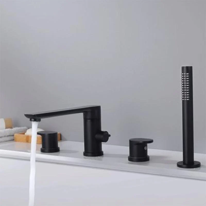 Contemporary Deck Mounted Roman Metal Tub Tap Low Arc Roman Tub Tap Set -Bathlova