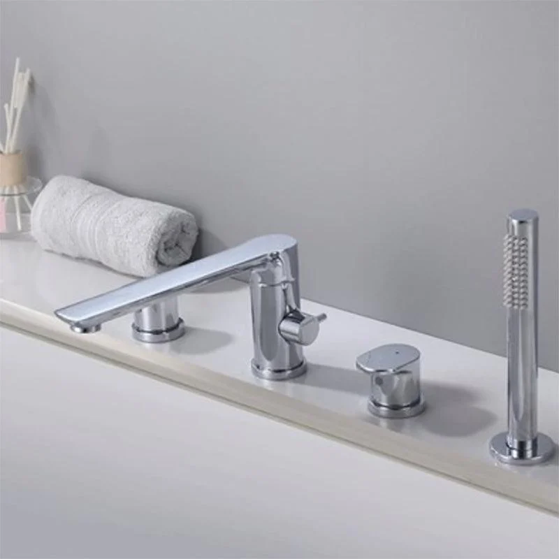 Contemporary Deck Mounted Roman Metal Tub Tap Low Arc Roman Tub Tap Set -Bathlova