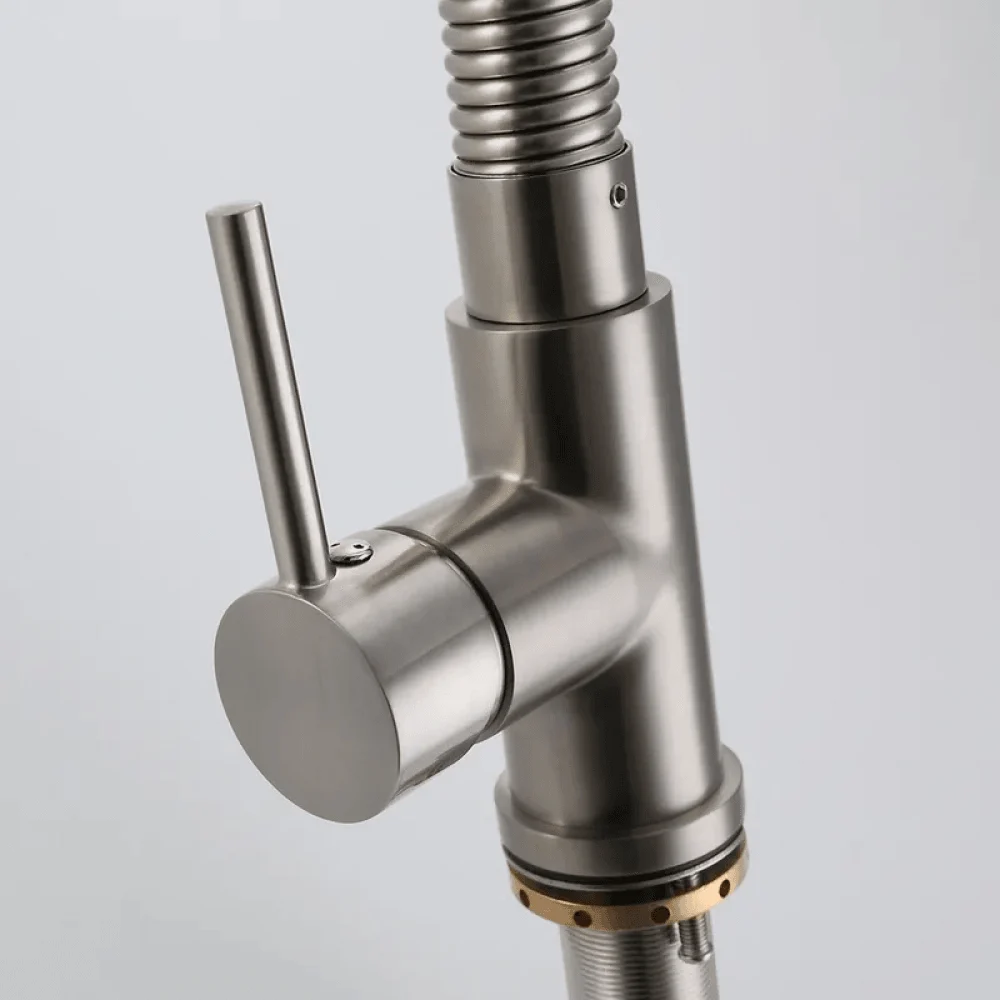 Contemporary Design Spring Pull-Out Kitchen Tap in Brushed Nickel -Bathlova