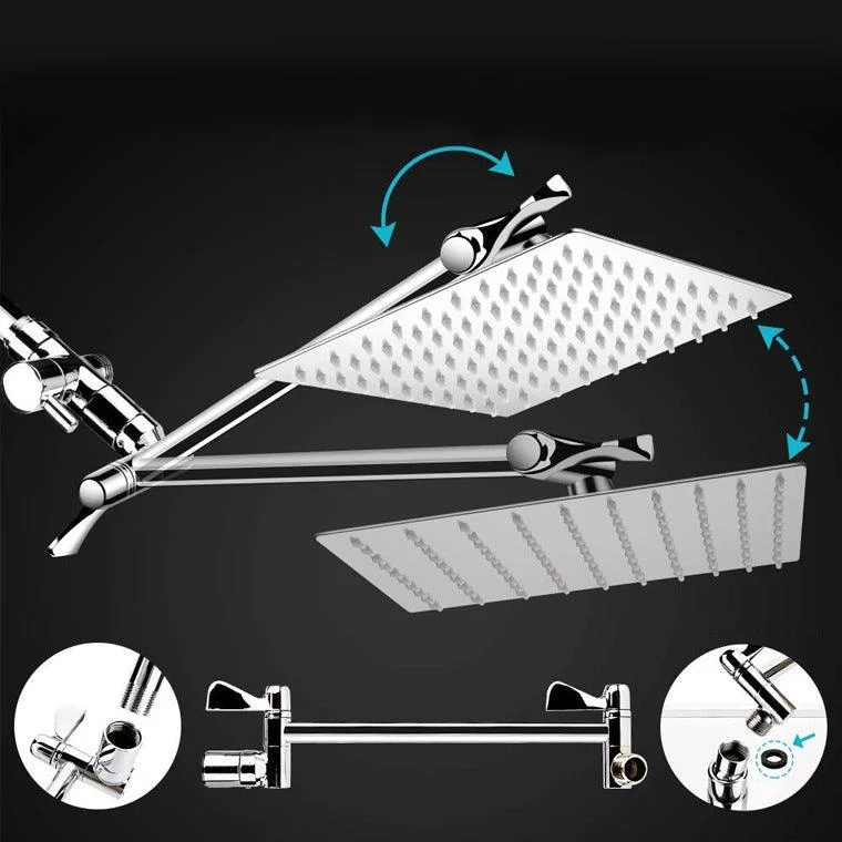 Contemporary Dual Shower Head Square High Arch Shower Head Combo in Chrome -Bathlova