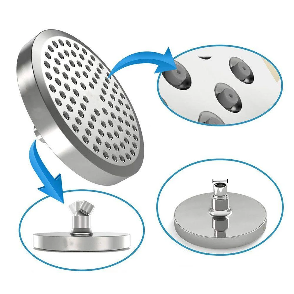 Contemporary Fixed Shower Head Round Metal Spray Head in Silver -Bathlova