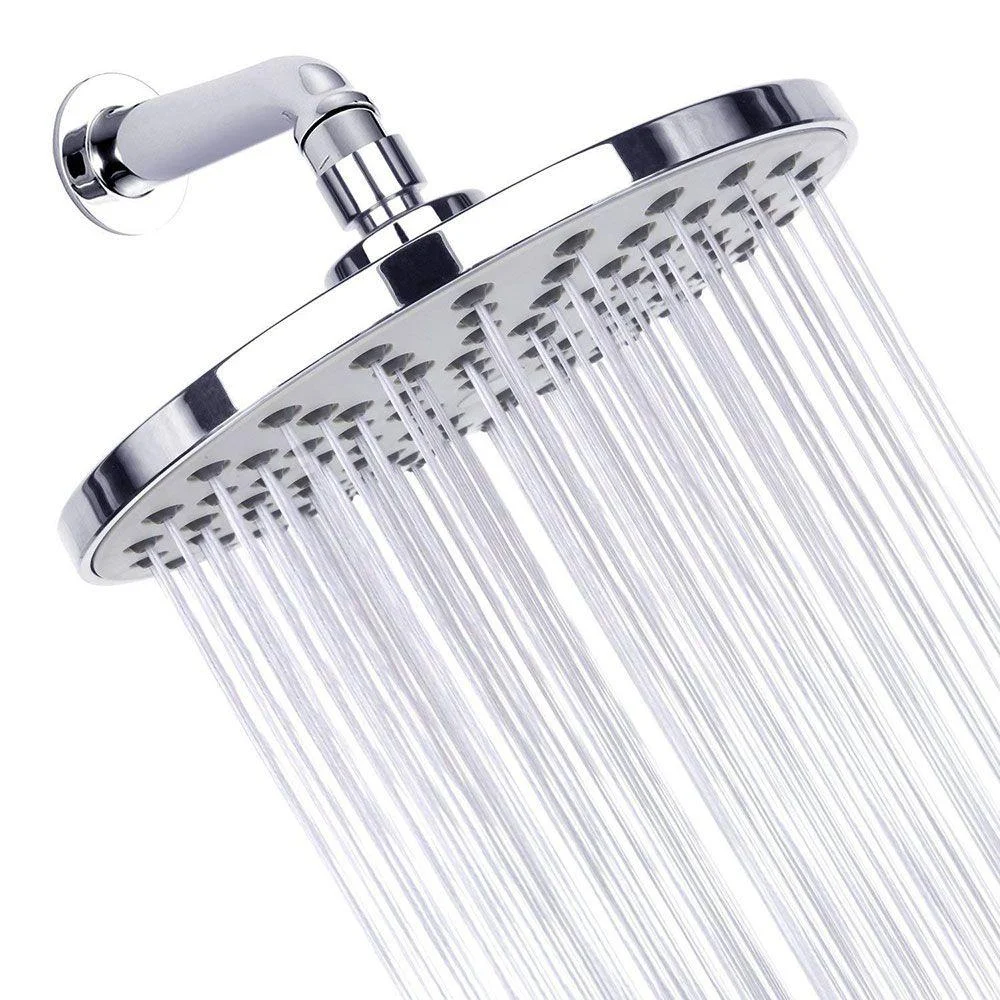 Contemporary Fixed Shower Head Round Shower Head Combo in Silver -Bathlova