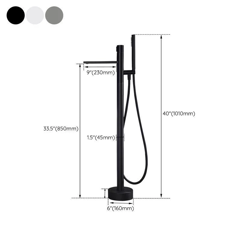 Contemporary Floor Mounted Copper Freestanding Tub Filler High Arc Tub Filler Trim -Bathlova