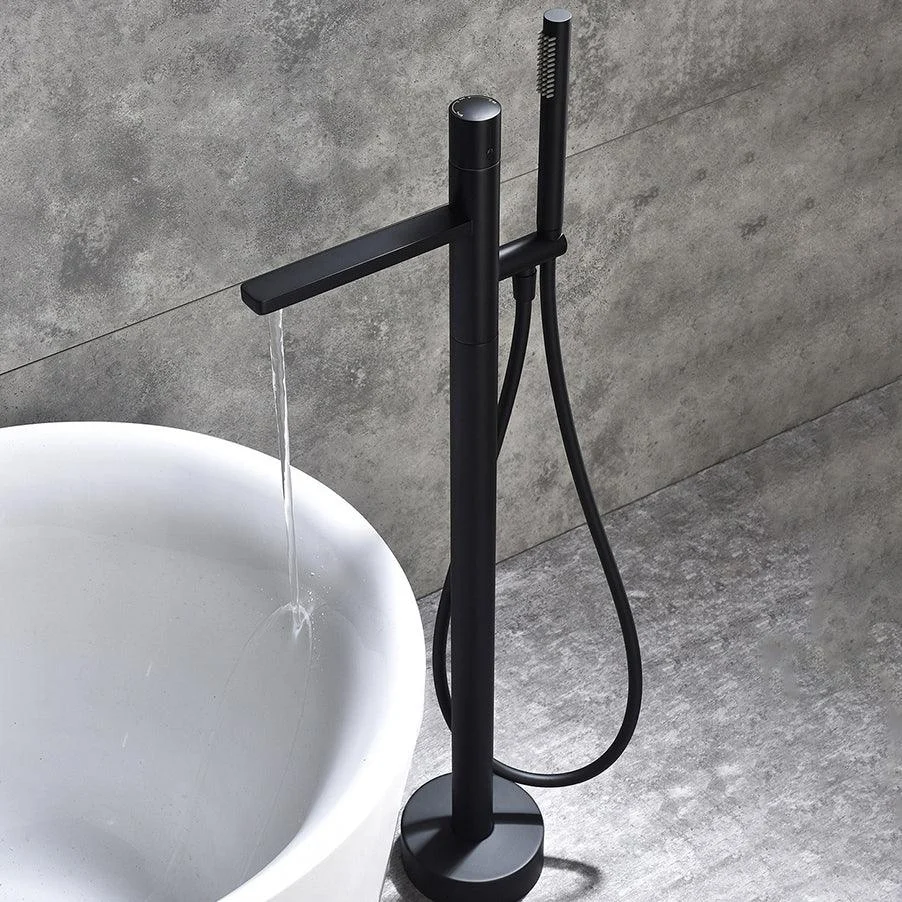 Contemporary Floor Mounted Copper Freestanding Tub Filler High Arc Tub Filler Trim -Bathlova