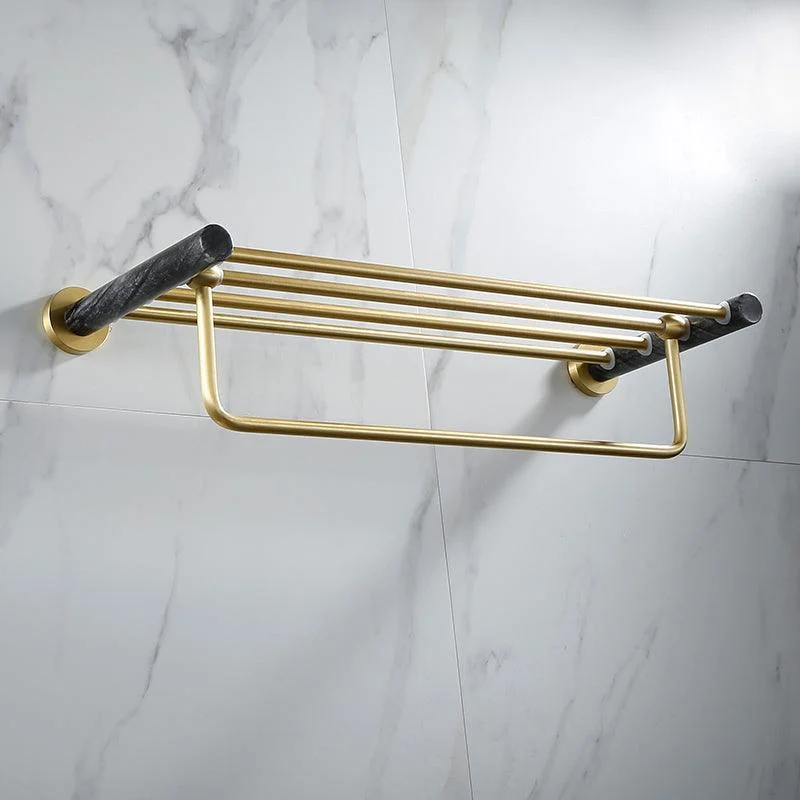 Contemporary Golden Bath Hardware Set Brass& Marble Bathroom Accessory Kit -Bathlova