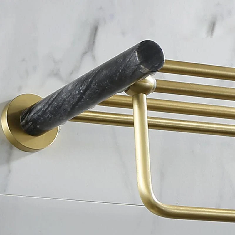 Contemporary Golden Bath Hardware Set Brass& Marble Bathroom Accessory Kit -Bathlova