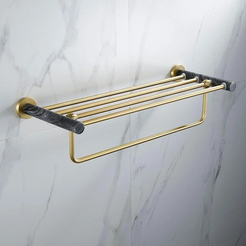 Contemporary Golden Bath Hardware Set Brass& Marble Bathroom Accessory Kit -Bathlova