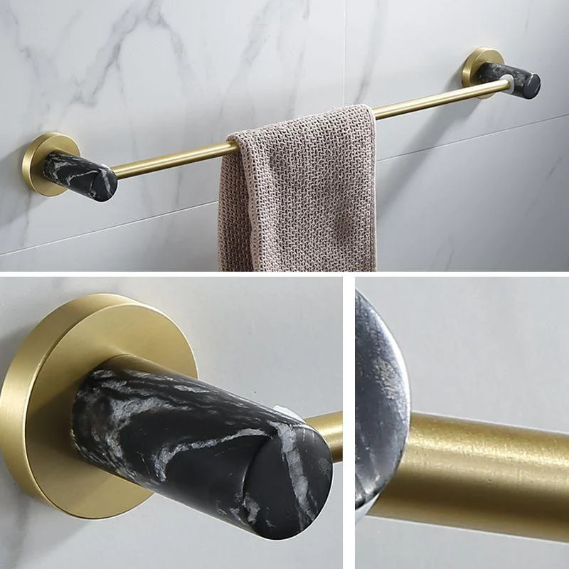 Contemporary Golden Bath Hardware Set Brass& Marble Bathroom Accessory Kit -Bathlova