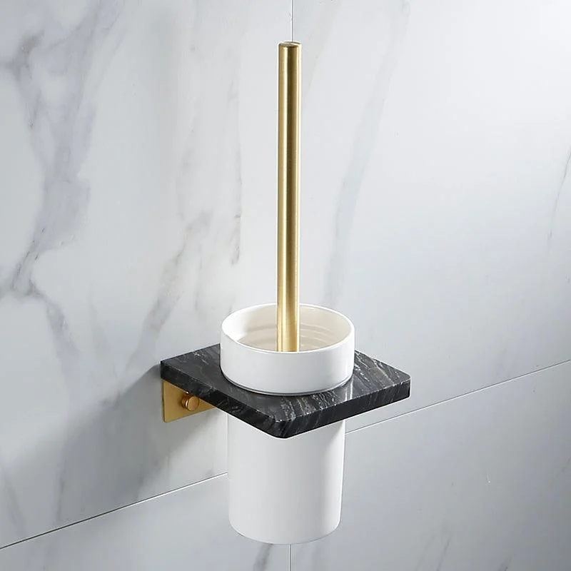 Contemporary Golden Bath Hardware Set Brass& Marble Bathroom Accessory Kit -Bathlova