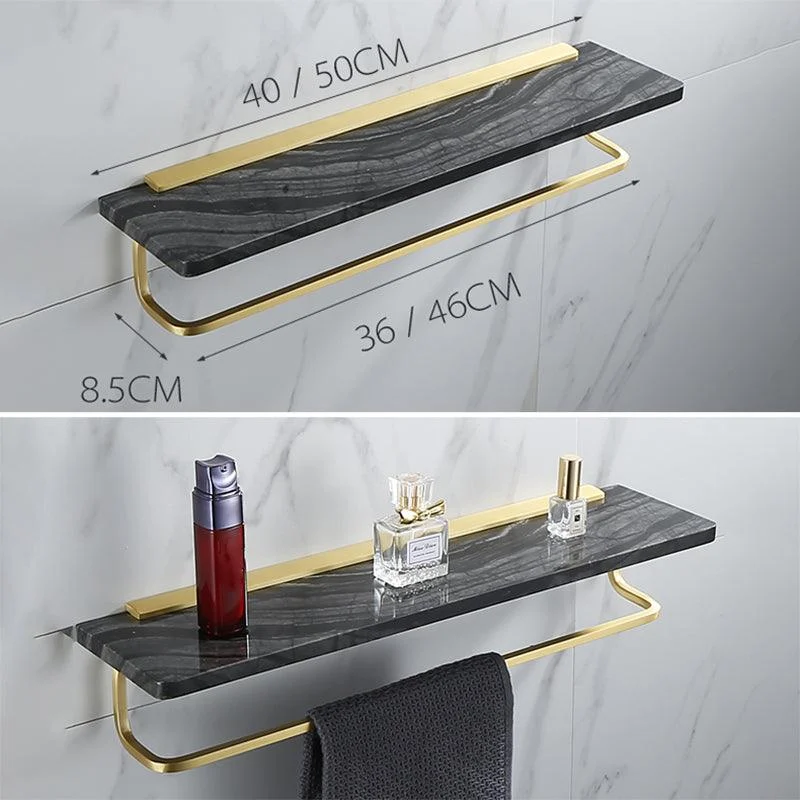 Contemporary Golden Bath Hardware Set Brass& Marble Bathroom Accessory Kit -Bathlova