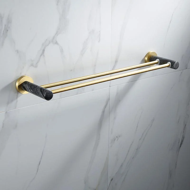 Contemporary Golden Bath Hardware Set Brass& Marble Bathroom Accessory Kit -Bathlova