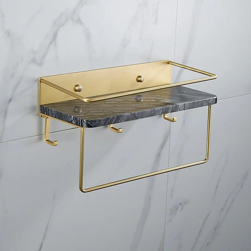 Contemporary Golden Bath Hardware Set Brass& Marble Bathroom Accessory Kit -Bathlova