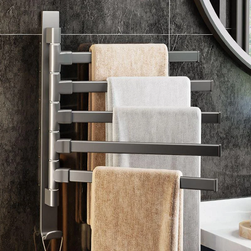 Contemporary Gray Bathroom Accessory Set Aluminum Towel Bar -Bathlova