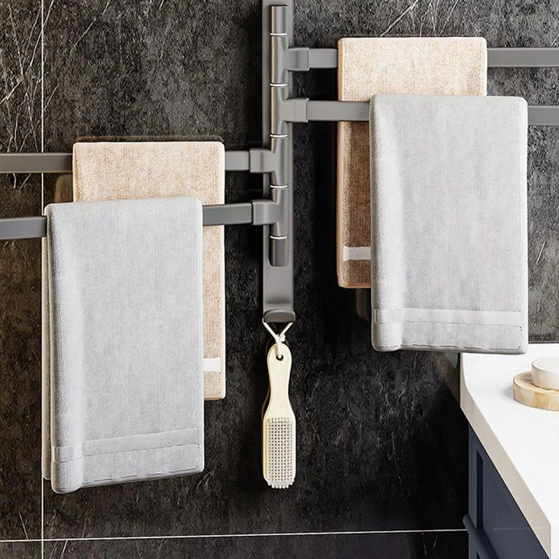 Contemporary Gray Bathroom Accessory Set Aluminum Towel Bar -Bathlova