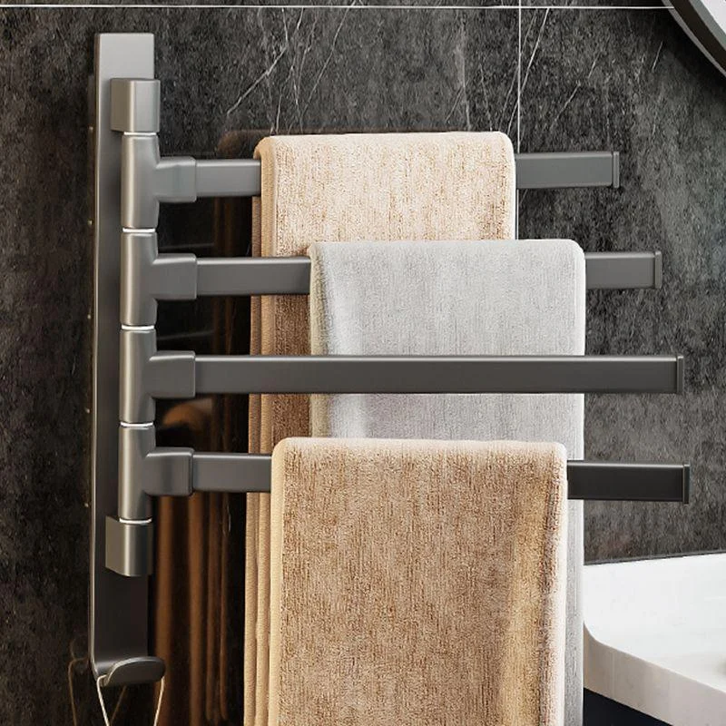 Contemporary Gray Bathroom Accessory Set Aluminum Towel Bar -Bathlova