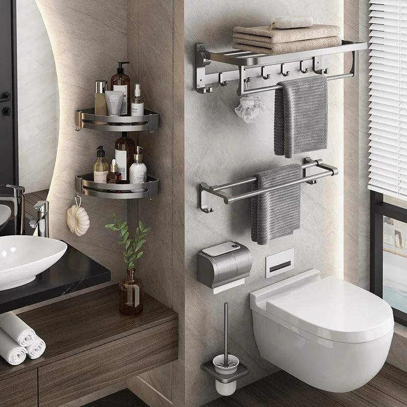 Contemporary Gray Bathroom Hardware Set Bath Shelf/Towel Bar Included Bathroom Set -Bathlova