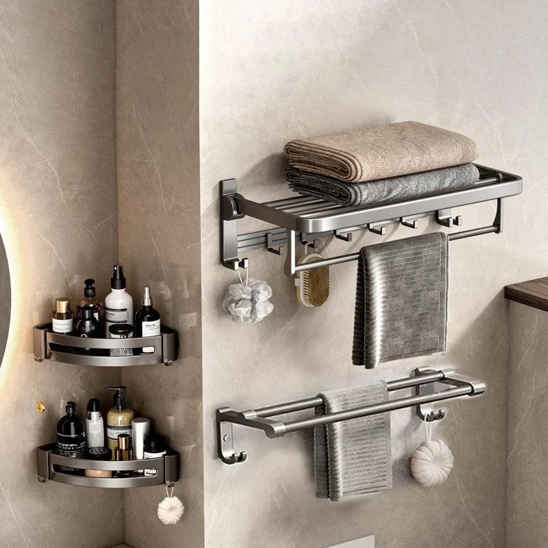 Contemporary Gray Bathroom Hardware Set Bath Shelf/Towel Bar Included Bathroom Set -Bathlova