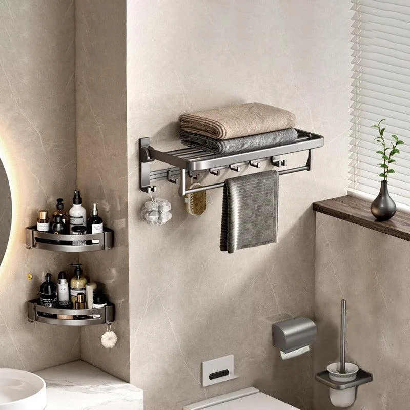 Contemporary Gray Bathroom Hardware Set Bath Shelf/Towel Bar Included Bathroom Set -Bathlova