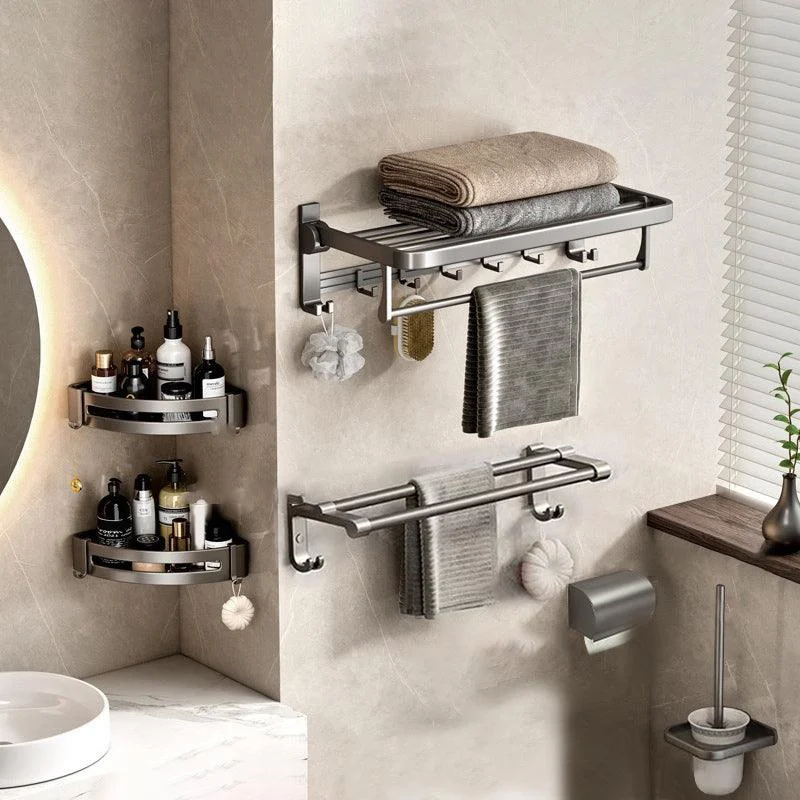 Contemporary Gray Bathroom Hardware Set Bath Shelf/Towel Bar Included Bathroom Set -Bathlova