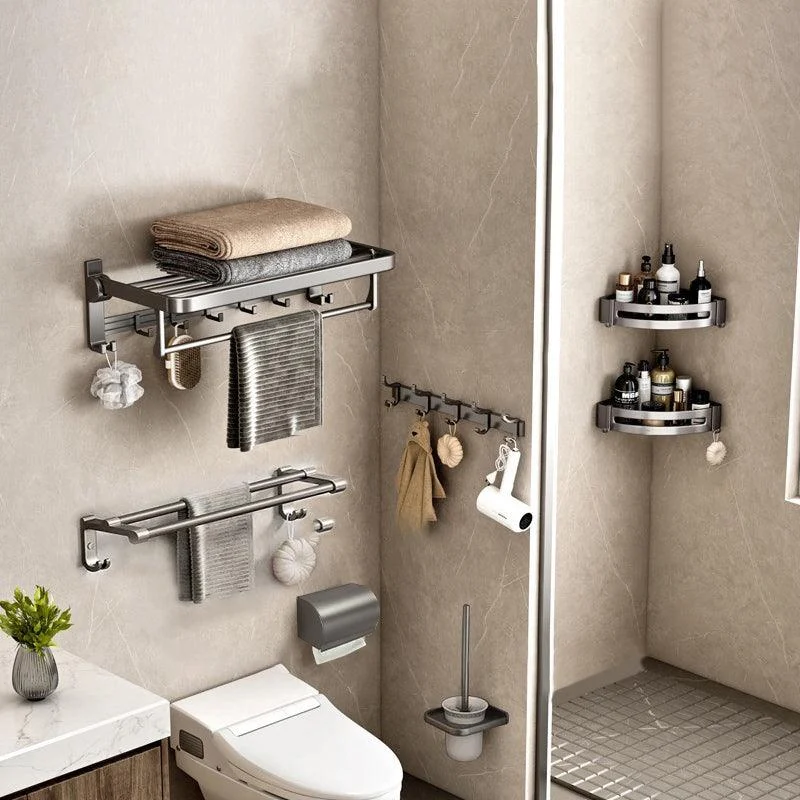 Contemporary Gray Bathroom Hardware Set Bath Shelf/Towel Bar Included Bathroom Set -Bathlova