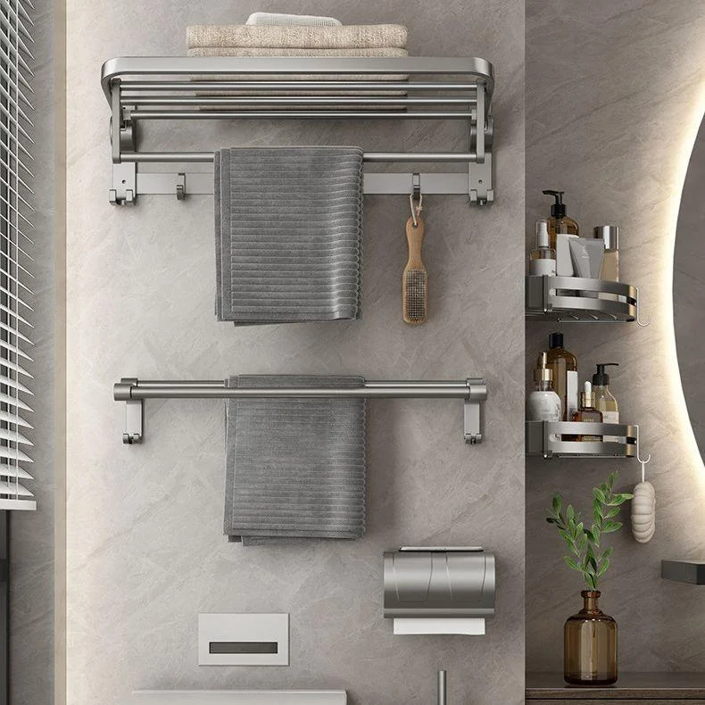 Contemporary Gray Bathroom Hardware Set Bath Shelf/Towel Bar Included Bathroom Set -Bathlova