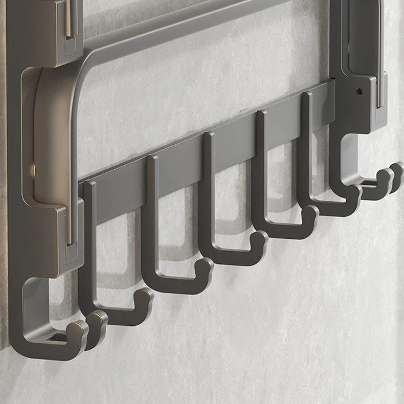 Contemporary Gray Bathroom Hardware Set with Bath Shelf/Towel Bar/Robe Hooks/Paper Holder -Bathlova