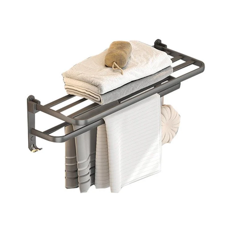 Contemporary Gray Bathroom Hardware Set with Bath Shelf/Towel Bar/Robe Hooks/Paper Holder -Bathlova