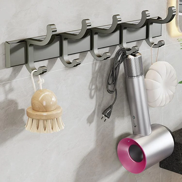 Contemporary Gray Bathroom Hardware Set with Bath Shelf/Towel Bar/Robe Hooks/Paper Holder -Bathlova