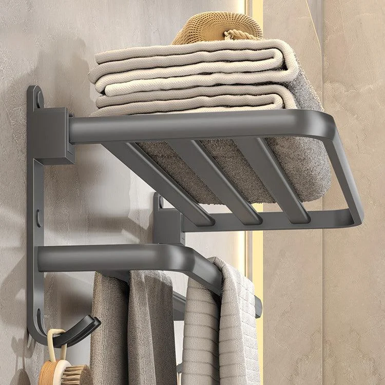 Contemporary Gray Bathroom Hardware Set with Bath Shelf/Towel Bar/Robe Hooks/Paper Holder -Bathlova