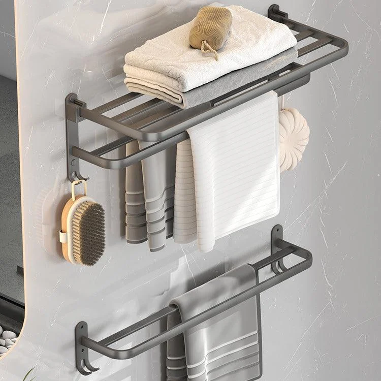 Contemporary Gray Bathroom Hardware Set with Bath Shelf/Towel Bar/Robe Hooks/Paper Holder -Bathlova