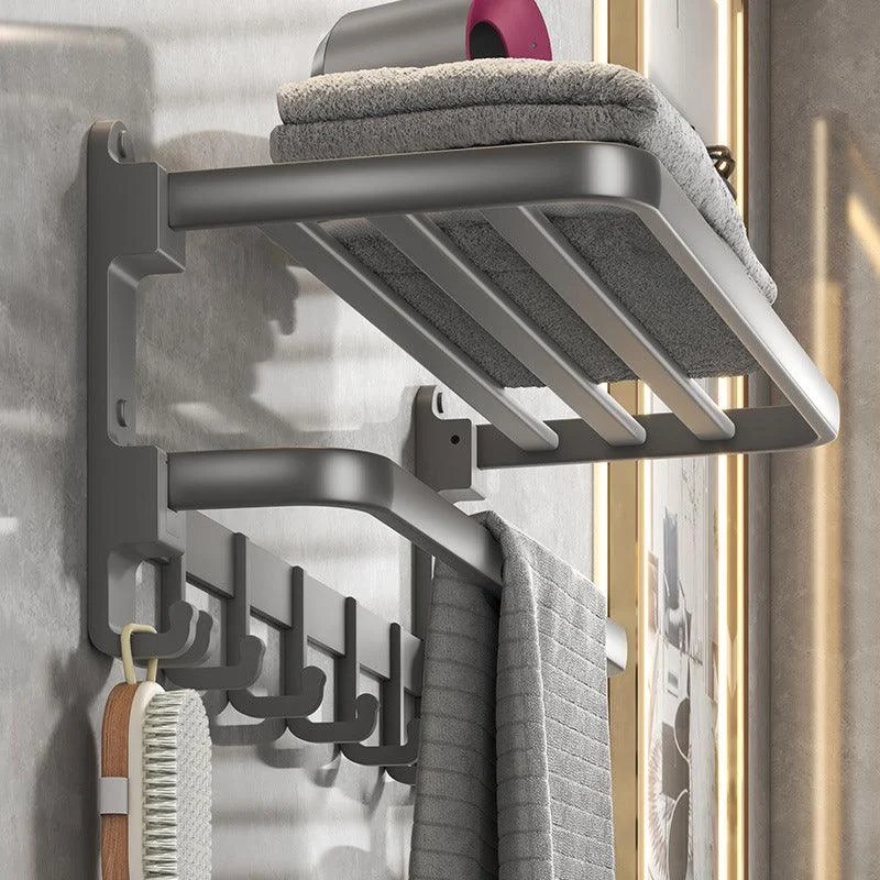 Contemporary Gray Bathroom Hardware Set with Bath Shelf/Towel Bar/Robe Hooks/Paper Holder -Bathlova