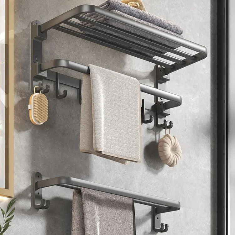 Contemporary Gray Bathroom Hardware Set with Bath Shelf/Towel Bar/Robe Hooks/Paper Holder -Bathlova