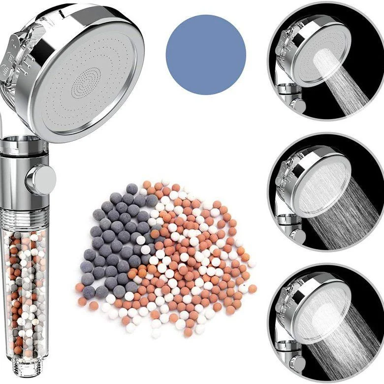 Contemporary Handheld Shower Head Round Filter Ball Spray Head in Silver -Bathlova