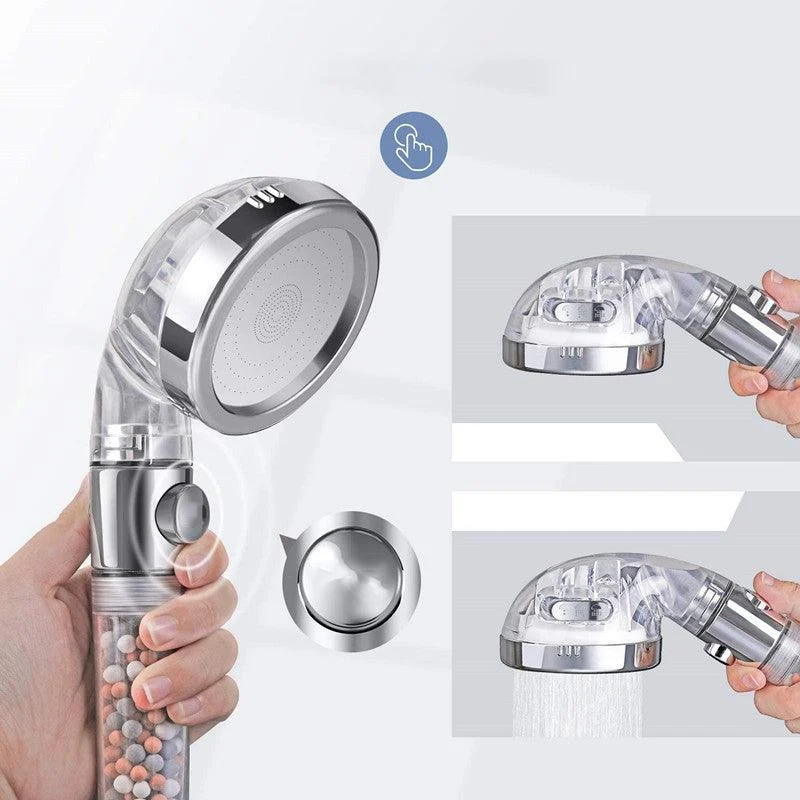 Contemporary Handheld Shower Head Round Filter Ball Spray Head in Silver -Bathlova