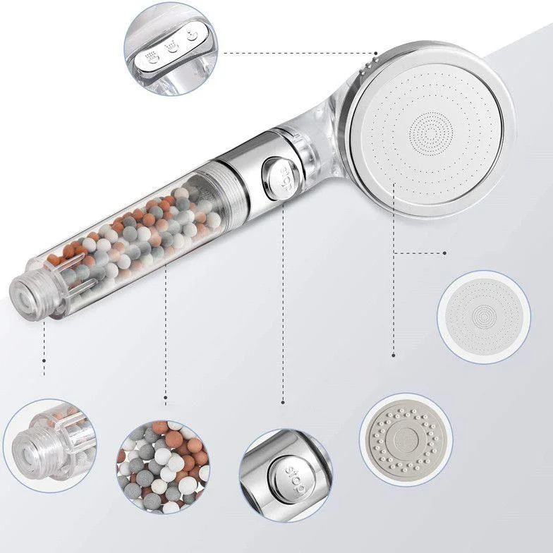 Contemporary Handheld Shower Head Round Filter Ball Spray Head in Silver -Bathlova