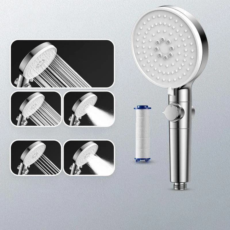 Contemporary Handheld Shower Head Round Shower Head Combo in Silver -Bathlova