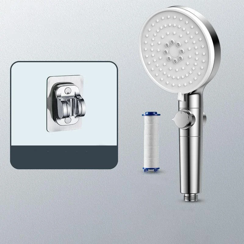 Contemporary Handheld Shower Head Round Shower Head Combo in Silver -Bathlova