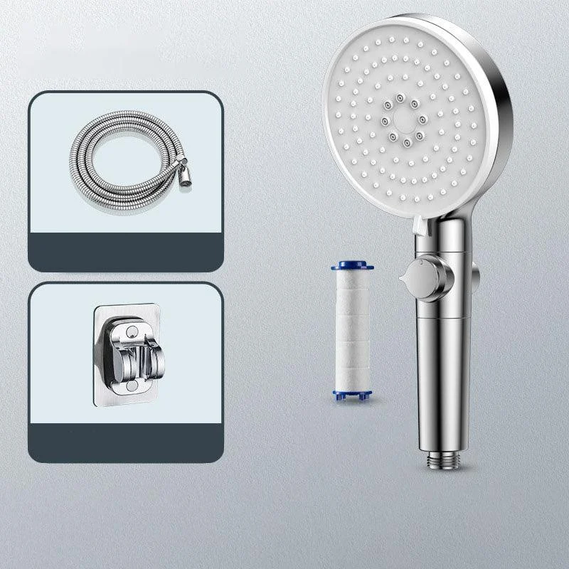 Contemporary Handheld Shower Head Round Shower Head Combo in Silver -Bathlova