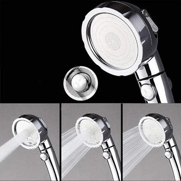 Contemporary Handheld Shower Head Silver 3-Spray Patterns Wall-Mount Showerhead -Bathlova