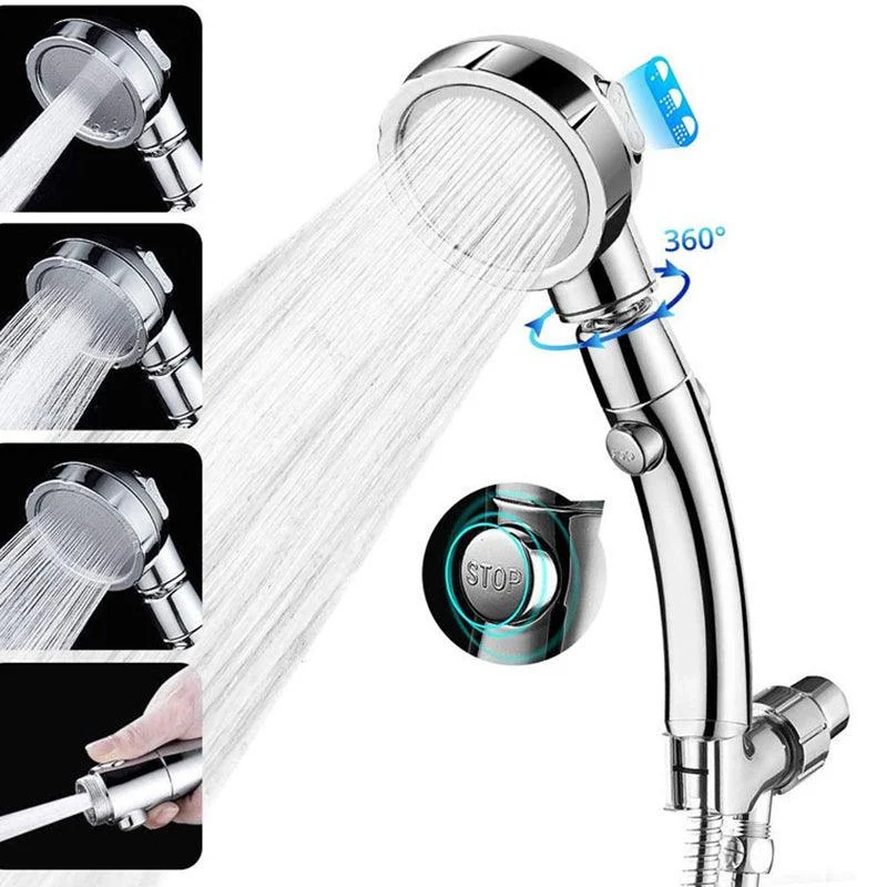 Contemporary Handheld Shower Head Silver 3-Spray Patterns Wall-Mount Showerhead -Bathlova