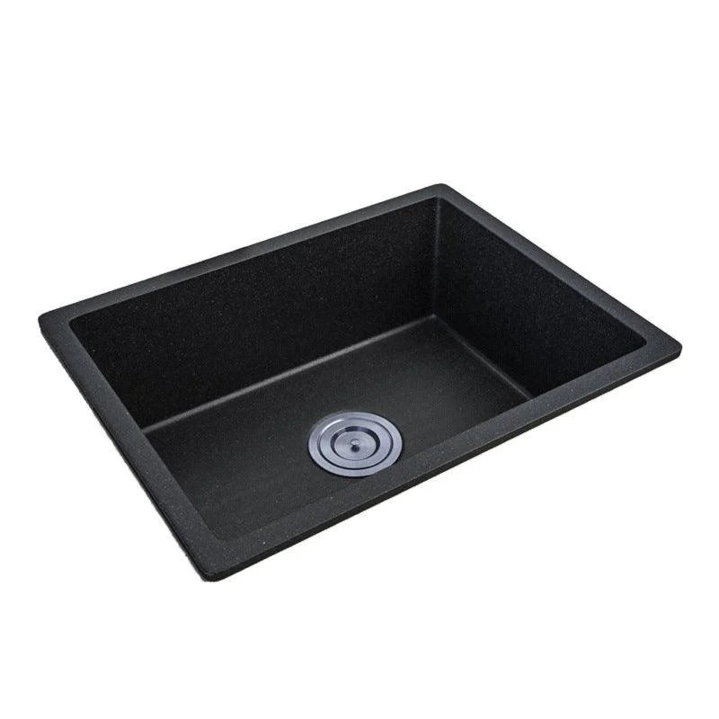 Contemporary Kitchen Sink Black Square Quartz Single Bowl without Tap -Bathlova