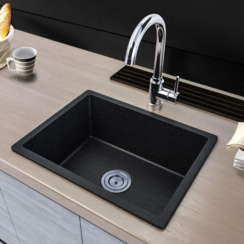 Contemporary Kitchen Sink Black Square Quartz Single Bowl without Tap -Bathlova